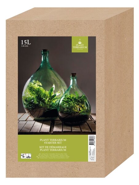 Szklane terrarium z narzędziami do uprawy roślin Esschert Design, 15 l
