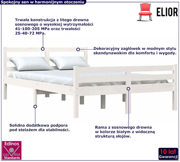 Podwójne białe drewniane łóżko 140x200 Z4-G72