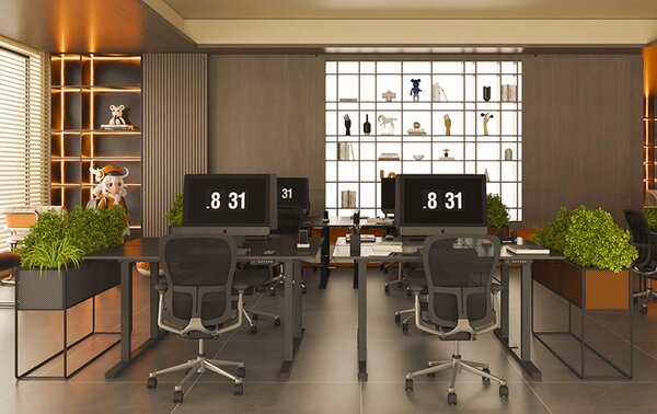 Czarne elektryczne biurko ergonomiczne do pracy na stojąco N3-D86