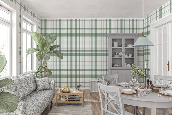 Fototapeta Zielono-biała kratka, Fototapety Geometryczne, Popularne Fototapety, w02852v3 - Tapeko.pl