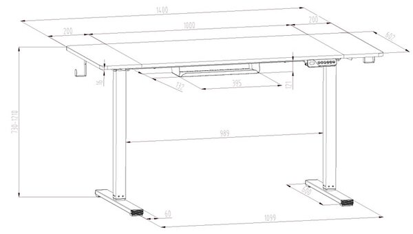 Czarne elektryczne biurko ergonomiczne do pracy na stojąco N3-D86