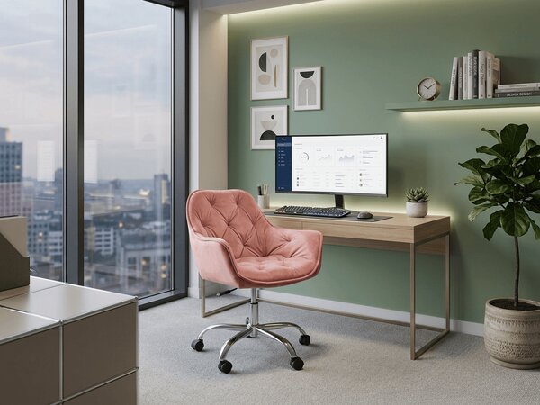 Fotel biurowy Q-190 VELVET, stary róż
