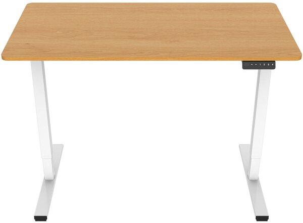 Elektryczne biurko komputerowe drewniany + biały - Rucal 4X