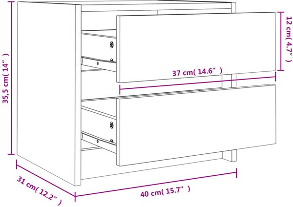 Drewniana biała szafka nocna z 2 szufladami K4-F41