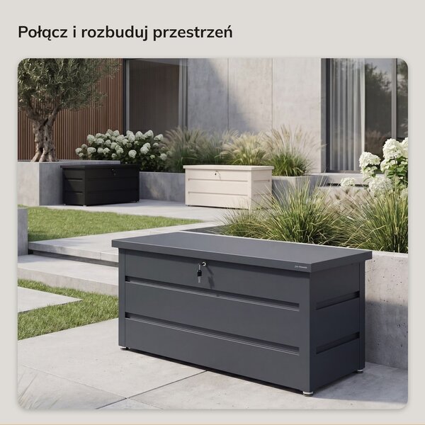 Metalowa skrzynia ogrodowa Carrie 360 litrów, 119 × 58 × 52 cm, kolor antracyt