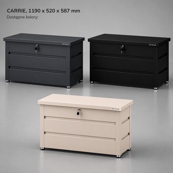 Metalowa skrzynia ogrodowa Carrie 360 litrów, 119 × 58 × 52 cm, kolor antracyt