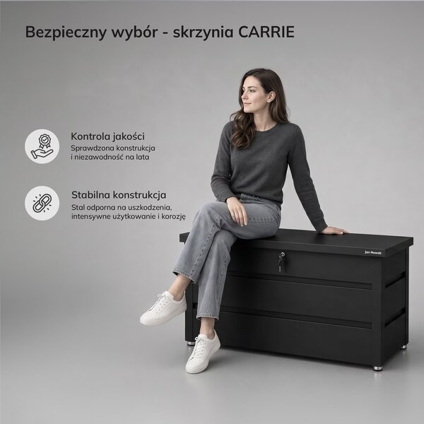 Metalowa skrzynia ogrodowa Carrie 360 litrów, 119 × 58 × 52 cm, kolor czarny