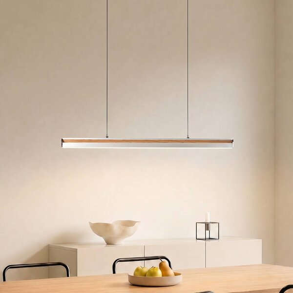 Lampa wisząca Lutana Lucande, możliwość ściemniania, jasne drewno, salon / jadalnia, metal, nowoczesny