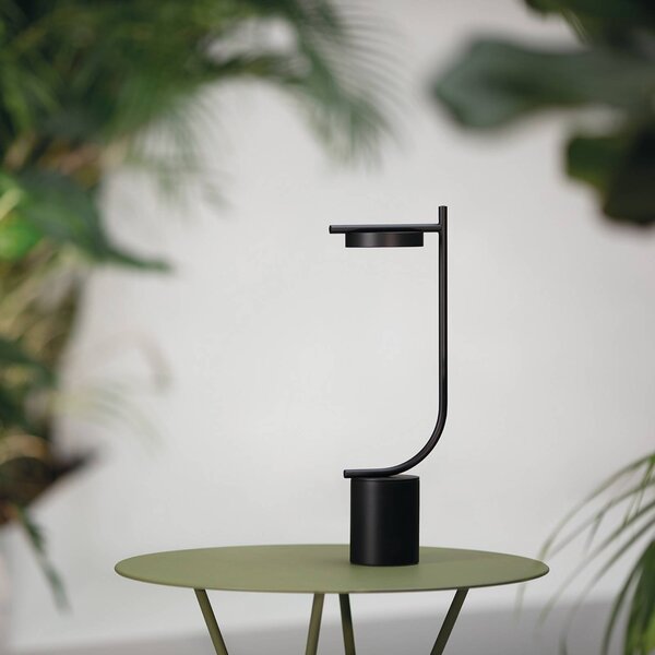 GRUPA Lampa stołowa LED z akumulatorem Grupa Igram, czarna, 40 cm, IP44 możliwość ściemniania, czarny, salon / jadalnia, metal, design