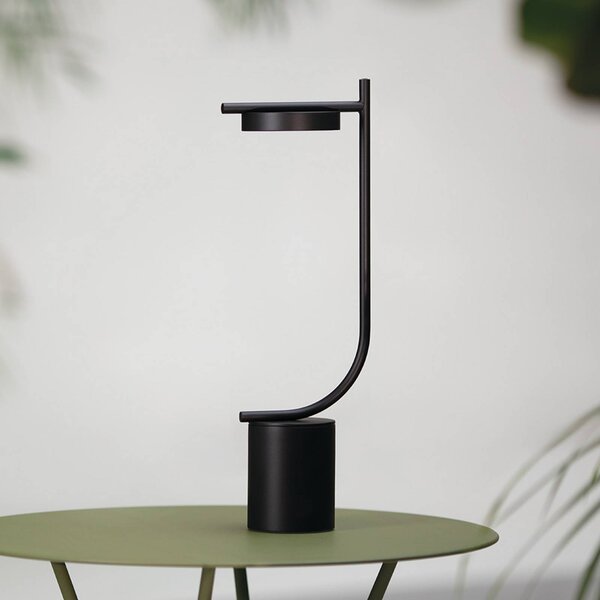 GRUPA Lampa stołowa LED z akumulatorem Grupa Igram, czarna, 40 cm, IP44 możliwość ściemniania, czarny, salon / jadalnia, metal, design