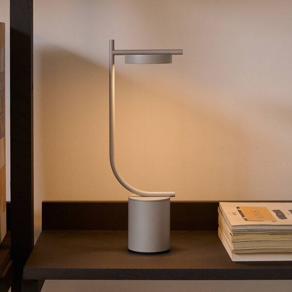 GRUPA Lampa stołowa LED z akumulatorem Grupa Igram, szara, 40 cm, IP44 możliwość ściemniania, aluminiowy / szary / cynkowy, salon / jadalnia, metal, design