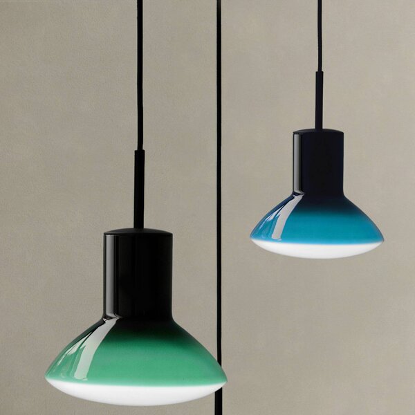 GRUPA Lampa wisząca Onda, możliwość ściemniania, niebieski, salon / jadalnia, aluminium, design