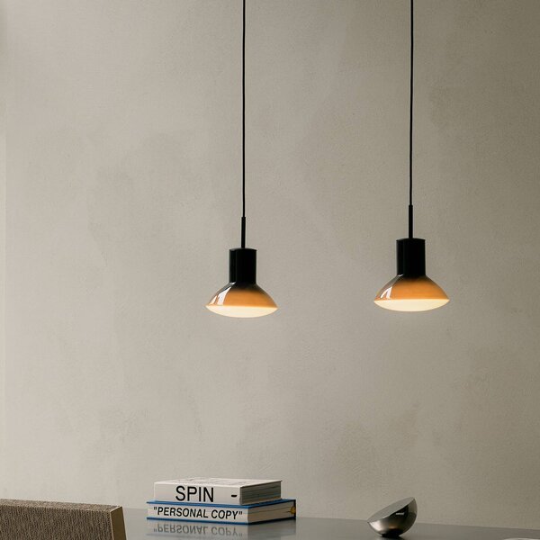 GRUPA Lampa wisząca Onda, możliwość ściemniania, żółty / pomarańczowy, salon / jadalnia, aluminium, design