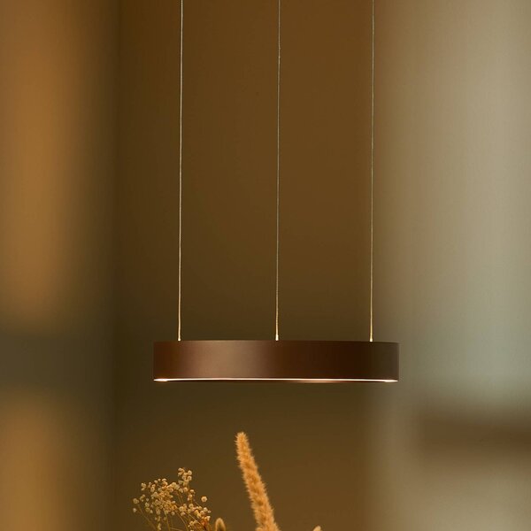 LOOM DESIGN Lampa wisząca Velora, możliwość ściemniania, brązowy / rdzawy, salon / jadalnia, aluminium, nowoczesny