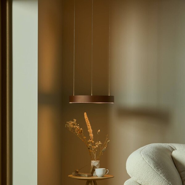 LOOM DESIGN Lampa wisząca Velora, możliwość ściemniania, brązowy / rdzawy, salon / jadalnia, aluminium, nowoczesny