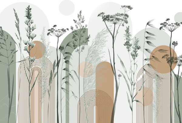 Fototapeta Spokojny, inspirowany naturą abstrakcyjny wzór, Fototapety akwarelowa na ścianie, Popularne Fototapety, w08665v1 - Tapeko.pl