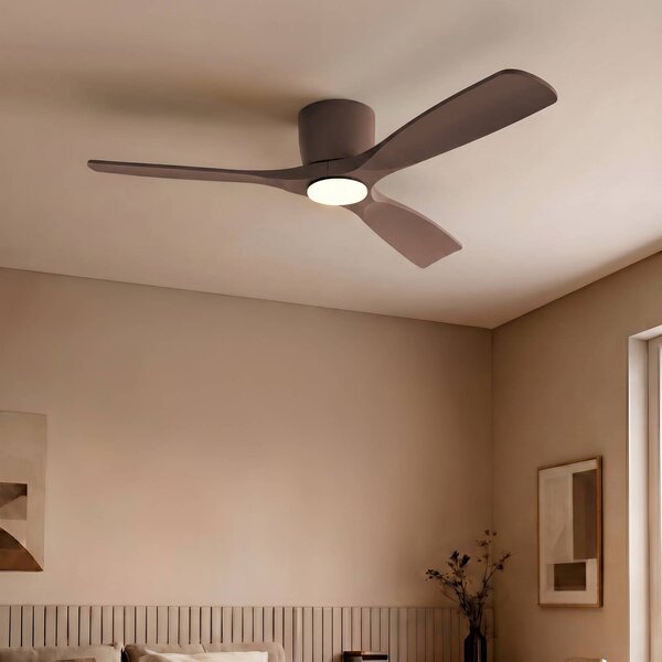 Wentylator sufitowy Lucande Smart LED Moneno, brązowy, DC, Tuya Moneno Lucande, możliwość ściemniania, brązowy / rdzawy, salon / jadalnia, metal, nowoczesny