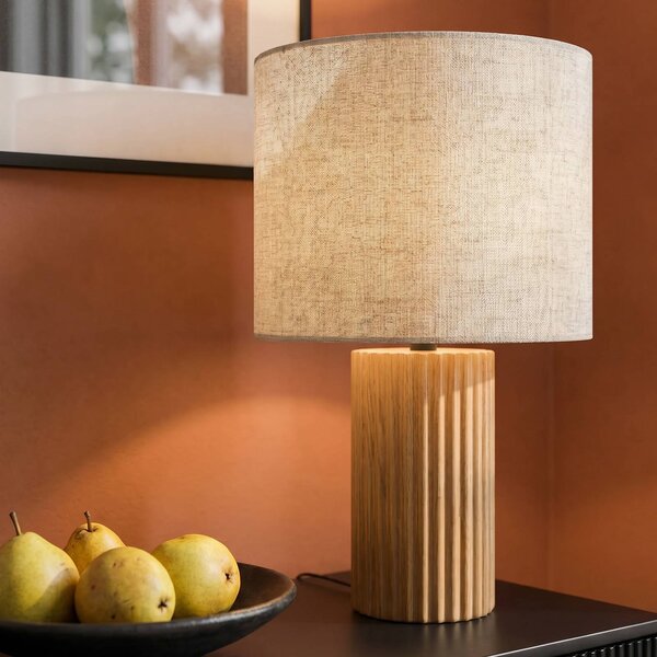Lampa stołowa Kimiko Lindby, jasne drewno, salon / jadalnia, drewno, skandynawski