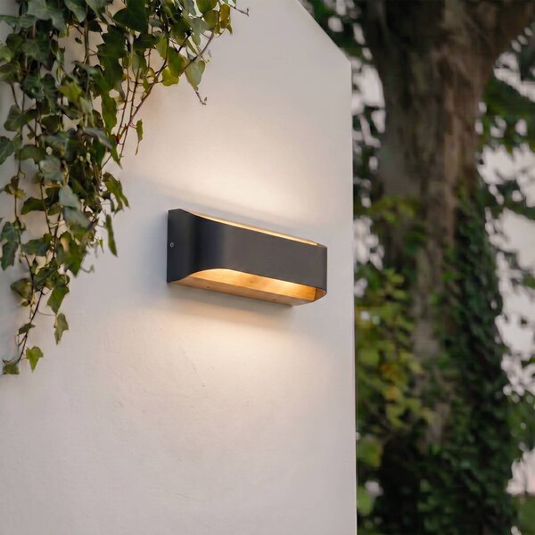 Kinkiet zewnętrzny LED Lenore Lindby, czarny, aluminium, nowoczesny