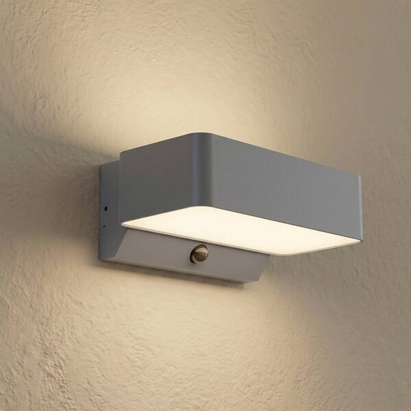 Lampa zewnętrzna z czujnikiem ruchu Fando Lindby, aluminiowy / szary / cynkowy, aluminium