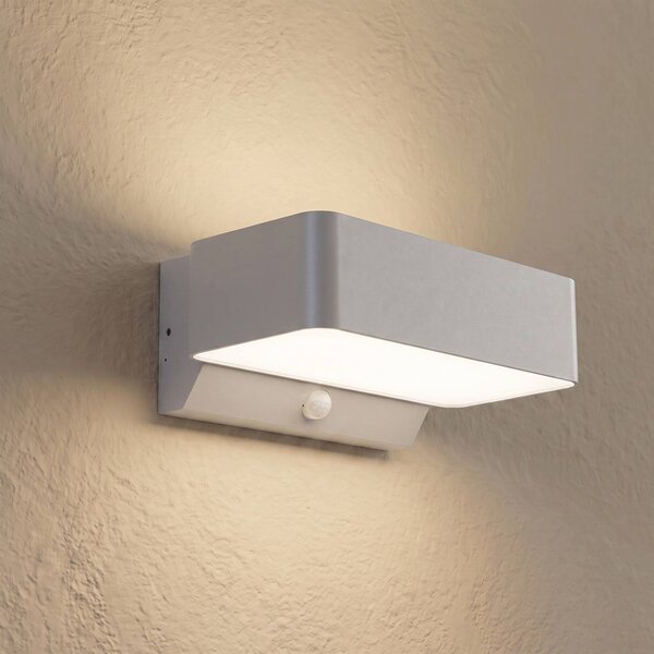 Lampa zewnętrzna z czujnikiem ruchu Fando Lindby, aluminiowy / szary / cynkowy, aluminium