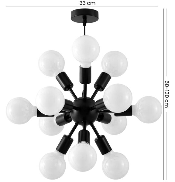 LAMPA WISZĄCA SUFITOWA NOWOCZESNA CZARNA NOVA W12