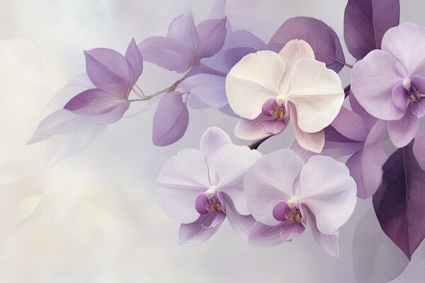 Fototapeta Delikatne orchidee w łagodnych odcieniach, Fototapety Kwiaty, Popularne Fototapety, w02910 - Tapeko.pl