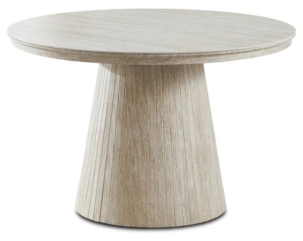 Stół Rozkładany Okrągły OVAR 120-200 cm Ceramiczny Trawertyn Japandi