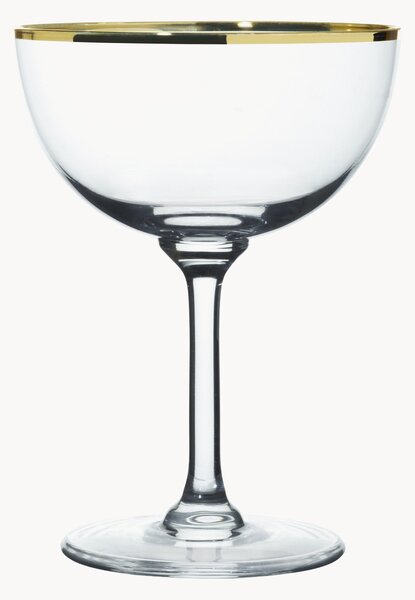 Komplet kieliszków do szampana ze szkła dmuchanego Gold Rim, 6 elem