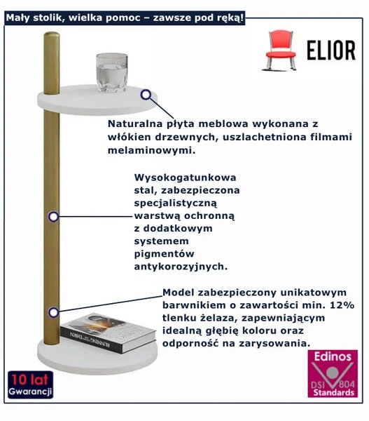 Biały stolik nowoczesny pomocniczy H0-M98