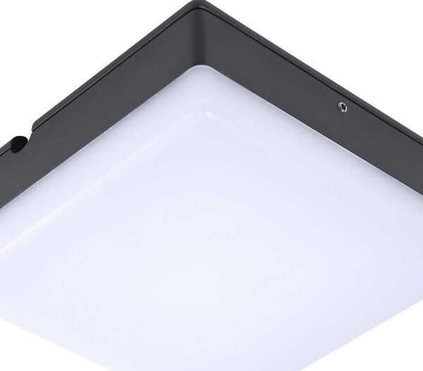 Lucande lampa sufitowa LED Thilo, 16cm, antracyt, czujnik, IP54 Thilo, tworzywo sztuczne, nowoczesny