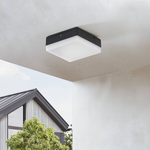 Lucande lampa sufitowa LED Thilo, 16cm, antracyt, czujnik, IP54 Thilo, tworzywo sztuczne, nowoczesny