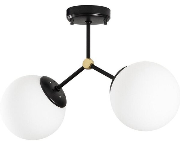 Czarno-biała lampa sufitowa ze szklanym kloszem 15x44 cm Damar – Opviq lights