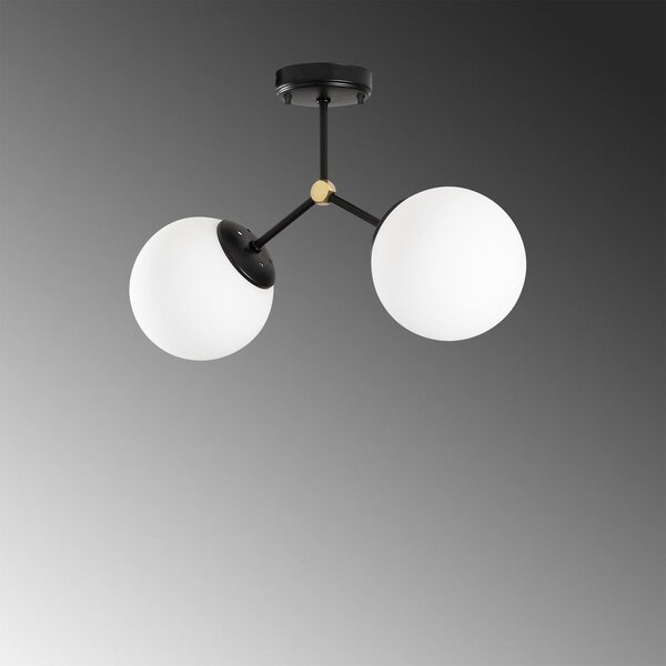 Czarno-biała lampa sufitowa ze szklanym kloszem 15x44 cm Damar – Opviq lights