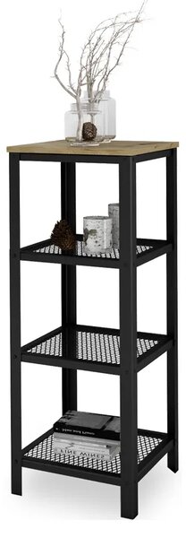 Industrialny regał siatkowy czarny + dąb artisan G2-T00
