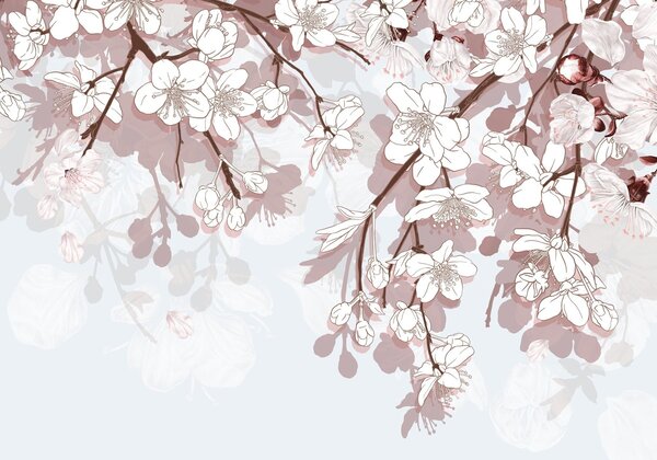 Fototapeta Delikatne kwiaty w łagodnych odcieniach, Fototapety Drzewa, Popularne Fototapety, w08743 - Tapeko.pl
