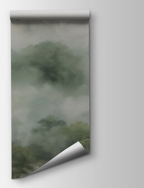 Fototapeta Mglisty krajobraz z górami i drzewami, Fototapety Natura, Popularne Fototapety, w08760 - Tapeko.pl