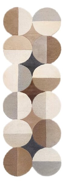 Szarobeżowy wełniany chodnik tkany ręcznie 80x230 cm Mia Ellipse – Flair Rugs