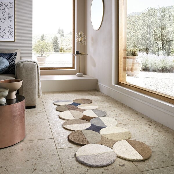 Szarobeżowy wełniany chodnik tkany ręcznie 80x230 cm Mia Ellipse – Flair Rugs