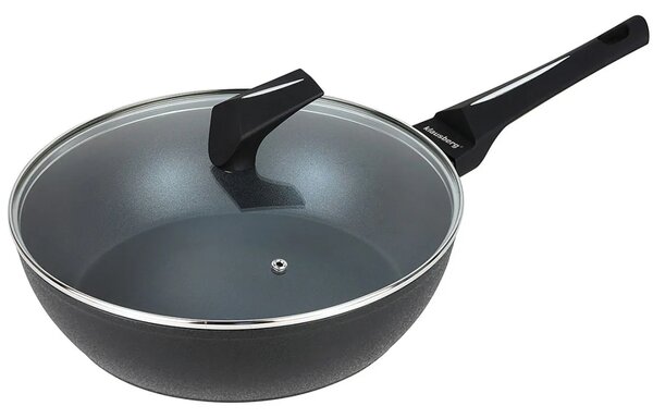Patelnia z powłoką marmurkową i szklaną pokrywą 28cm G3-F34
