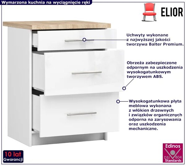 Szafka kuchenna dolna z szufladami biały połysk L4-C61