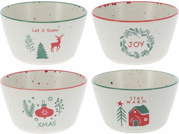 Zestaw 4 misek kamionkowych Let It Snow 500 ml, 14 cm