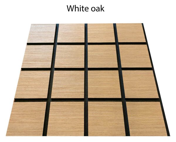Freja drewniany panel ścienny akustyczny w kratę - 60x60cm - white oak