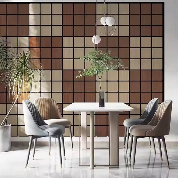 Freja drewniany panel ścienny akustyczny w kratę - 60x60cm - white oak