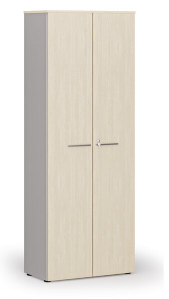 Szafa biurowa z drzwiami PRIMO GRAY, 800 x 420 x 2128 mm, szary/brzoza
