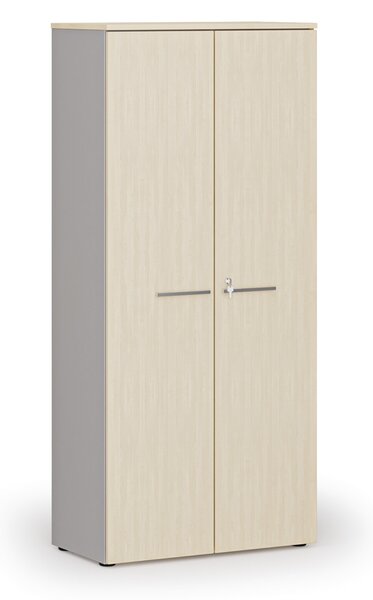 Szafa biurowa z drzwiami PRIMO GRAY, 800 x 420 x 1781 mm, szary/brzoza