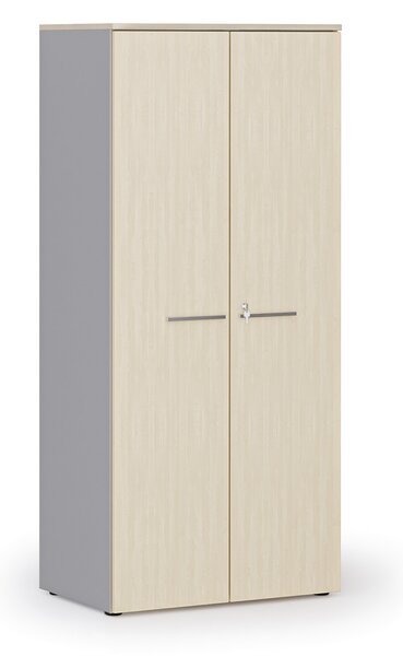 Szafa biurowa z drzwiami PRIMO GRAY, 800 x 500 x 1781 mm, szary/brzoza