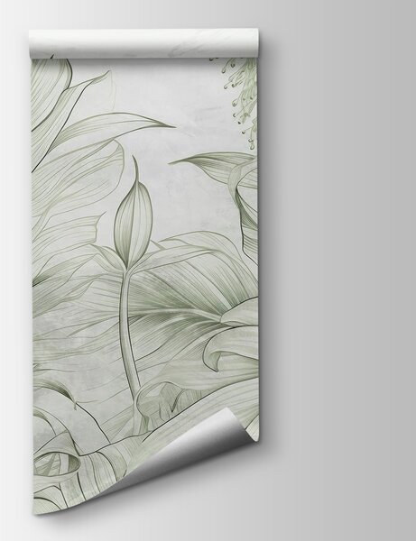 Fototapeta Miękkie zielenie w delikatnym botanicznym wzorze, Fototapety Natura, Popularne Fototapety, w03201v2 - Tapeko.pl