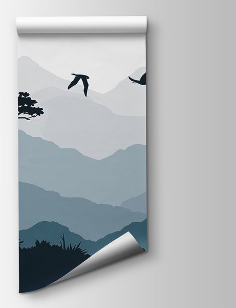 Fototapeta Ptaki przelatujące nad pasmem górskim, Fototapety Natura, Popularne Fototapety, w03210 - Tapeko.pl