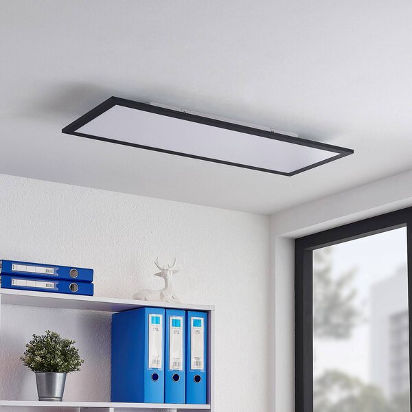Panel LED Nelios Lindby, czarny, kuchnia, aluminium, nowoczesny